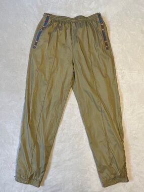Vintage 90s HEAD Sportswear Track Pants Women's Large Nylon Tan Khaki Aztec Trim